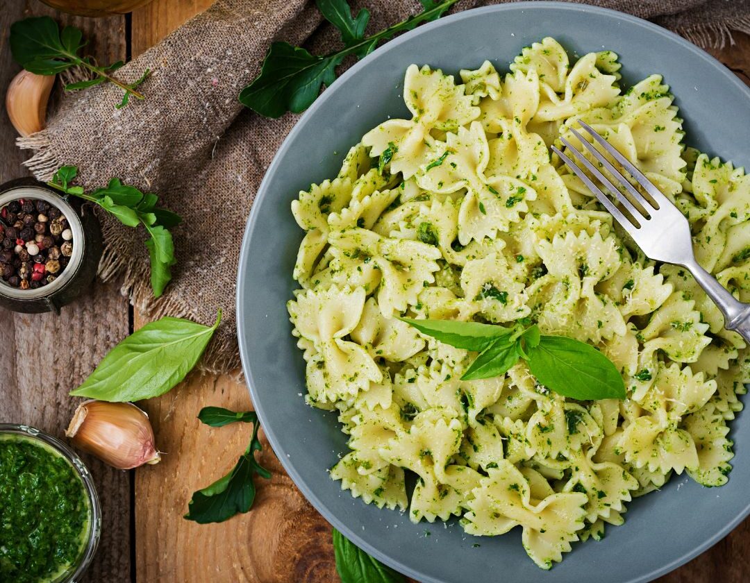 Farfalles au pesto de menthe