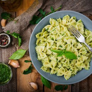 Farfalles au pesto de menthe